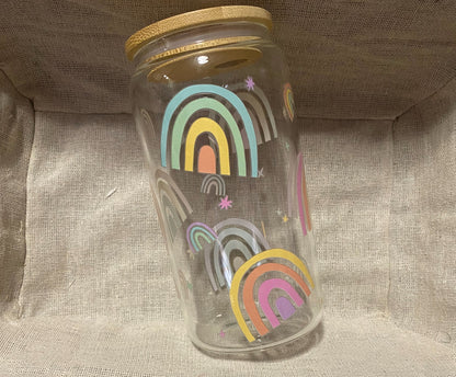 16oz Libby Glass Boho Rainbow