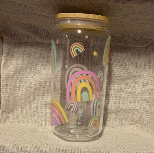 16oz Libby Glass Boho Rainbow